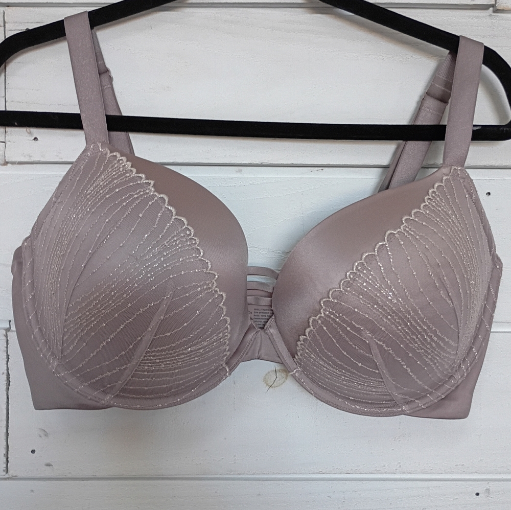 Soma Stunning Push Up Lurex Embroidery Silver Taupe Bra - Picture 3 of 6